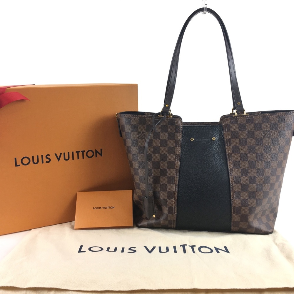 Louis Vuitton Jersey Tote- Brown Damier Ebene and Black Canvas